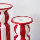 Red Striped Taper Holder