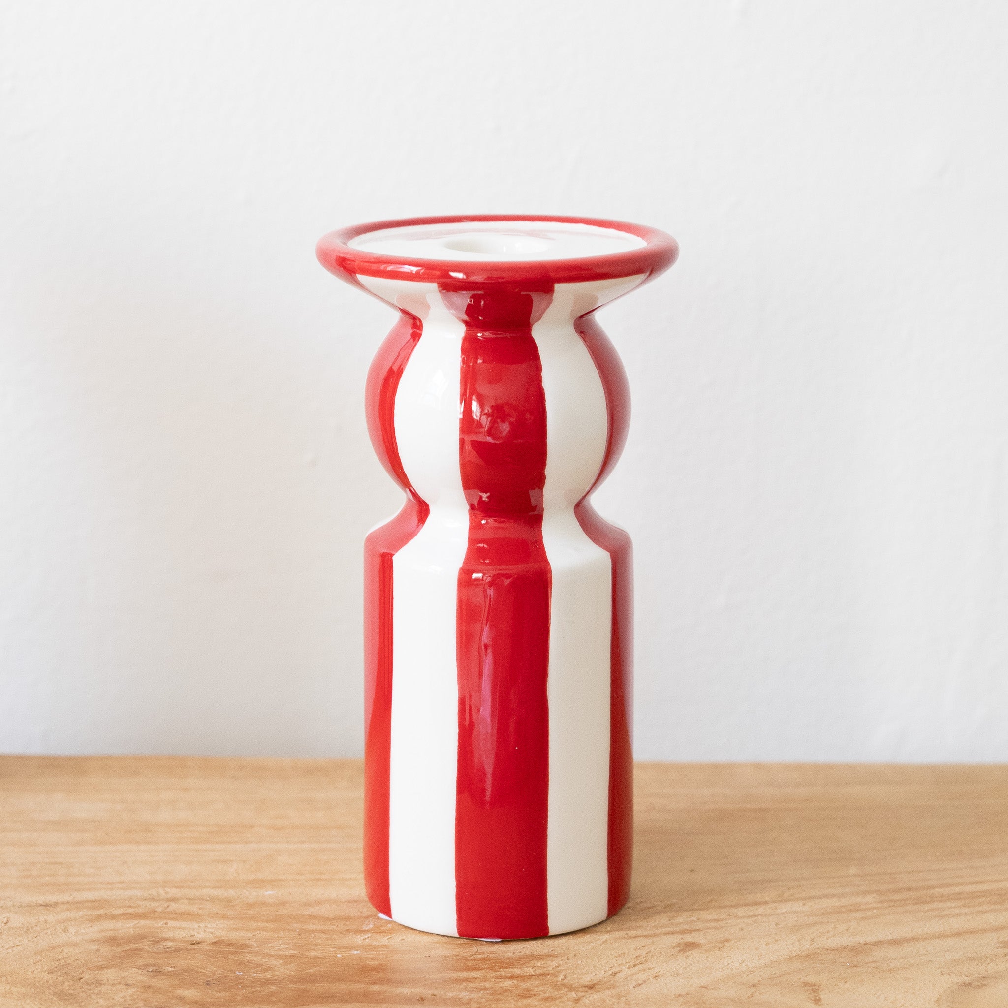 Red Striped Taper Holder