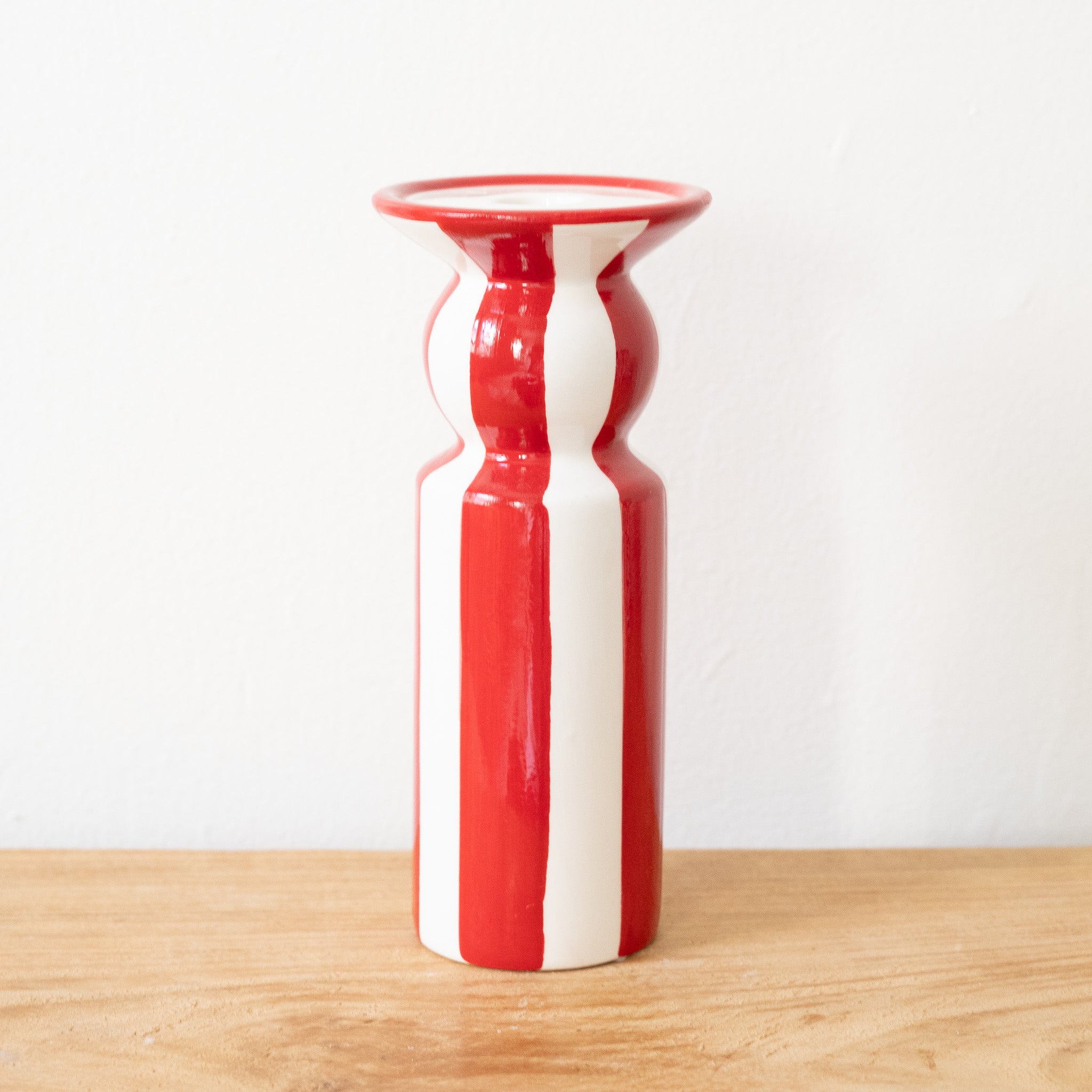 Red Striped Taper Holder