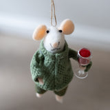 Wine Watson Mouse Holiday Ornament
