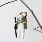 Hiking Mouse with Stick Ornament