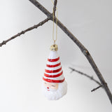 Santa with Red Striped Hat Ornament