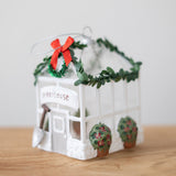 White Glass Greenhouse Ornament