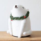 LED Felt Polar Bear with Wreath