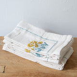 Hand-Embroidery Flowers Napkins - Set of 4