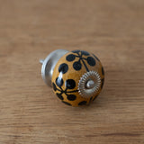 Mustard Dots & Lines Ceramic Knob