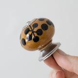 Mustard Dots & Lines Ceramic Knob