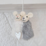 Plush Mice Hugging Ornament