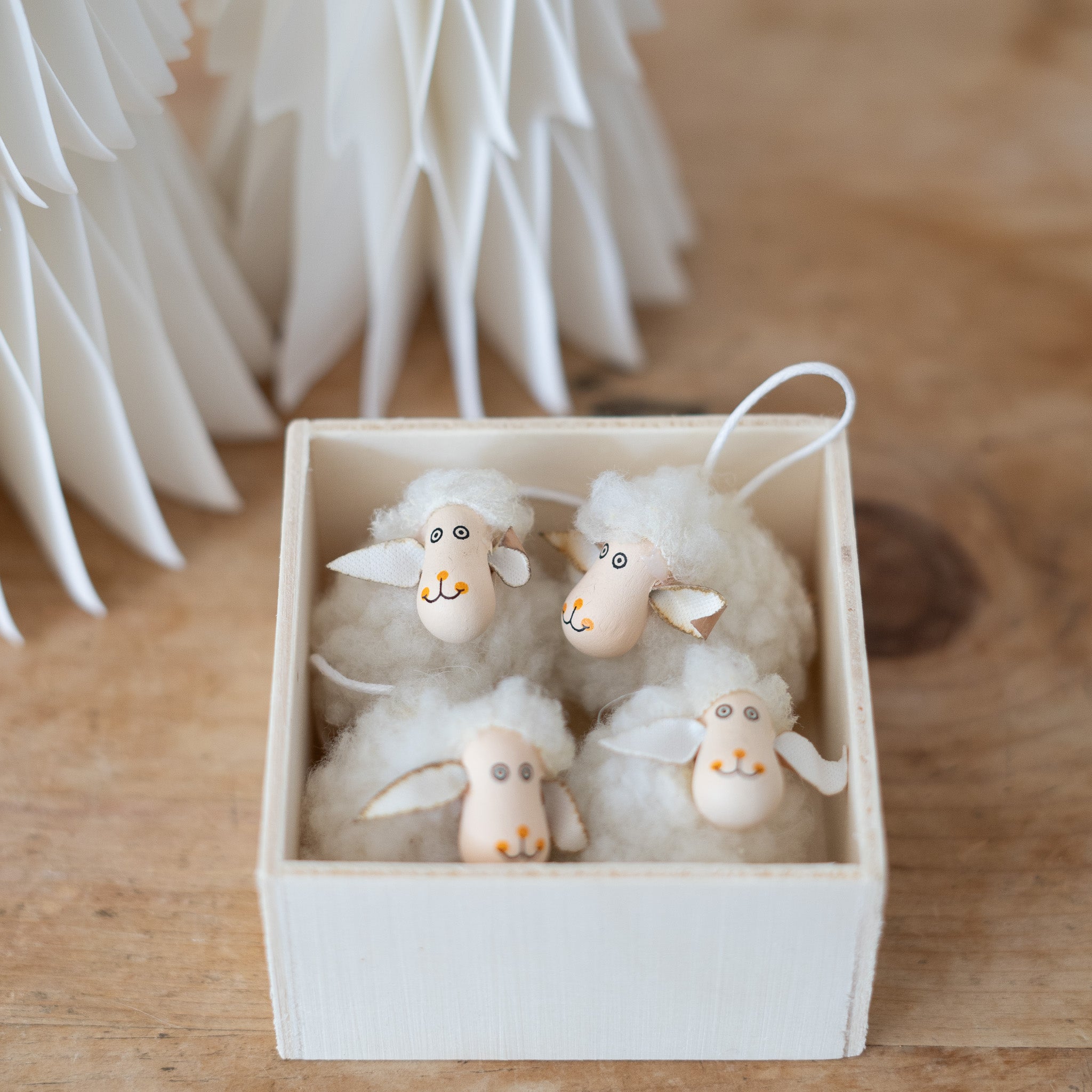 Boxed Set of 4 Wooly Sheep