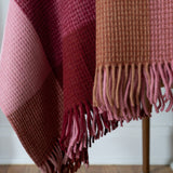Recycled Wool Blanket in Berry Waffle Block Check