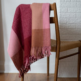 Recycled Wool Blanket in Berry Waffle Block Check