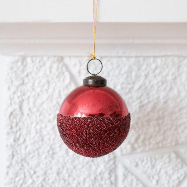 Bead Dipped Glass Ball Ornament