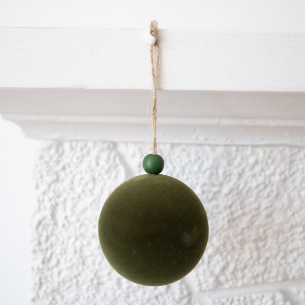 Green Flock Cover Ball Ornament