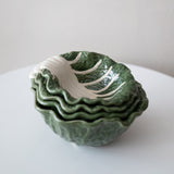 Hand-Painted Stoneware Cabbage Bowls