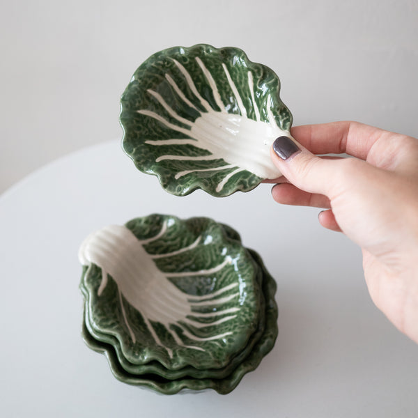 Hand-Painted Stoneware Cabbage Bowls