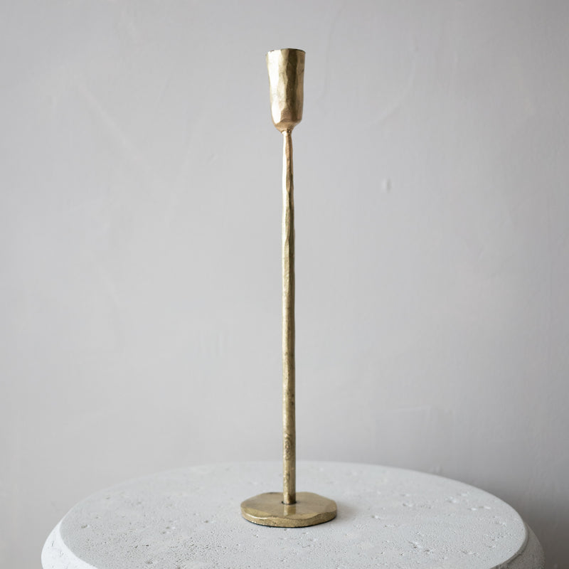 Gold Luna Forged Candlestick