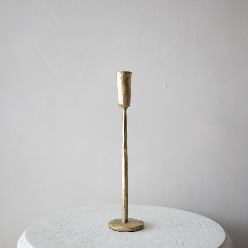 Gold Luna Forged Candlestick