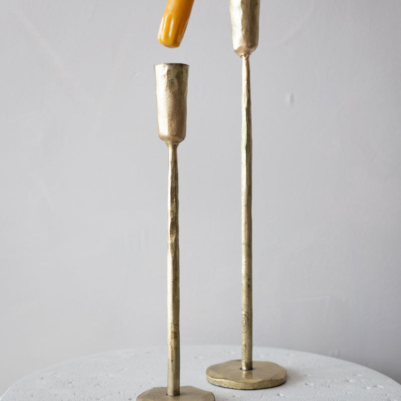 Gold Luna Forged Candlestick