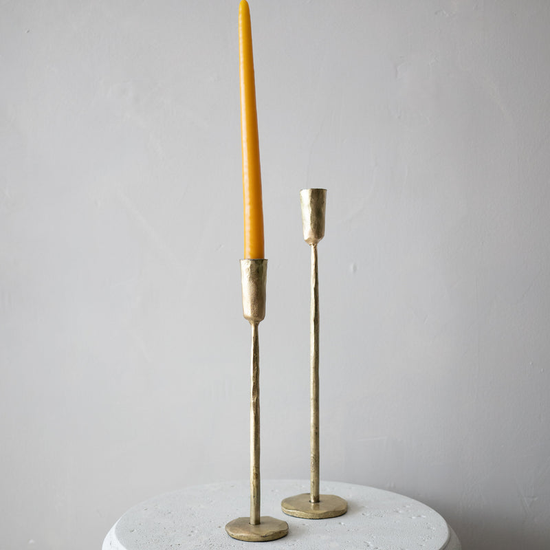 Gold Luna Forged Candlestick
