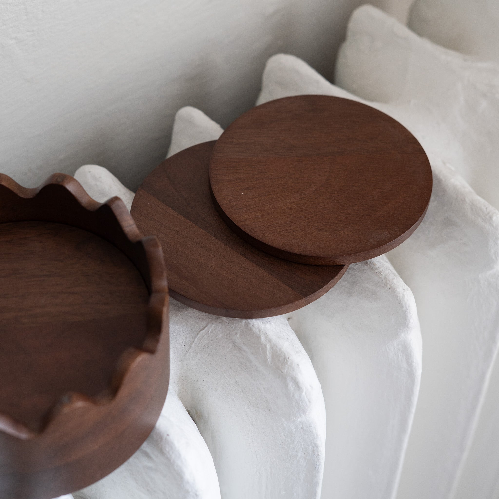Wooden Coasters in Scalloped Box