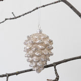 Silver Glitter Pinecone Ornament