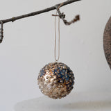 Deep Blue Star Embossed Ball Ornament