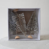 Set of 3 Snowy Mini Bristle Trees