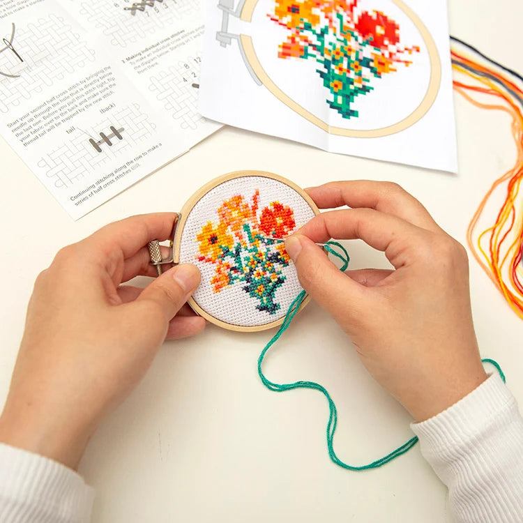 Flowers Mini Cross Stitch Embroidery Kit