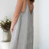 Striped Crinkle Cotton Strappy Dress