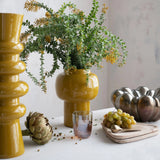 Mustard Enameled Metal Vase