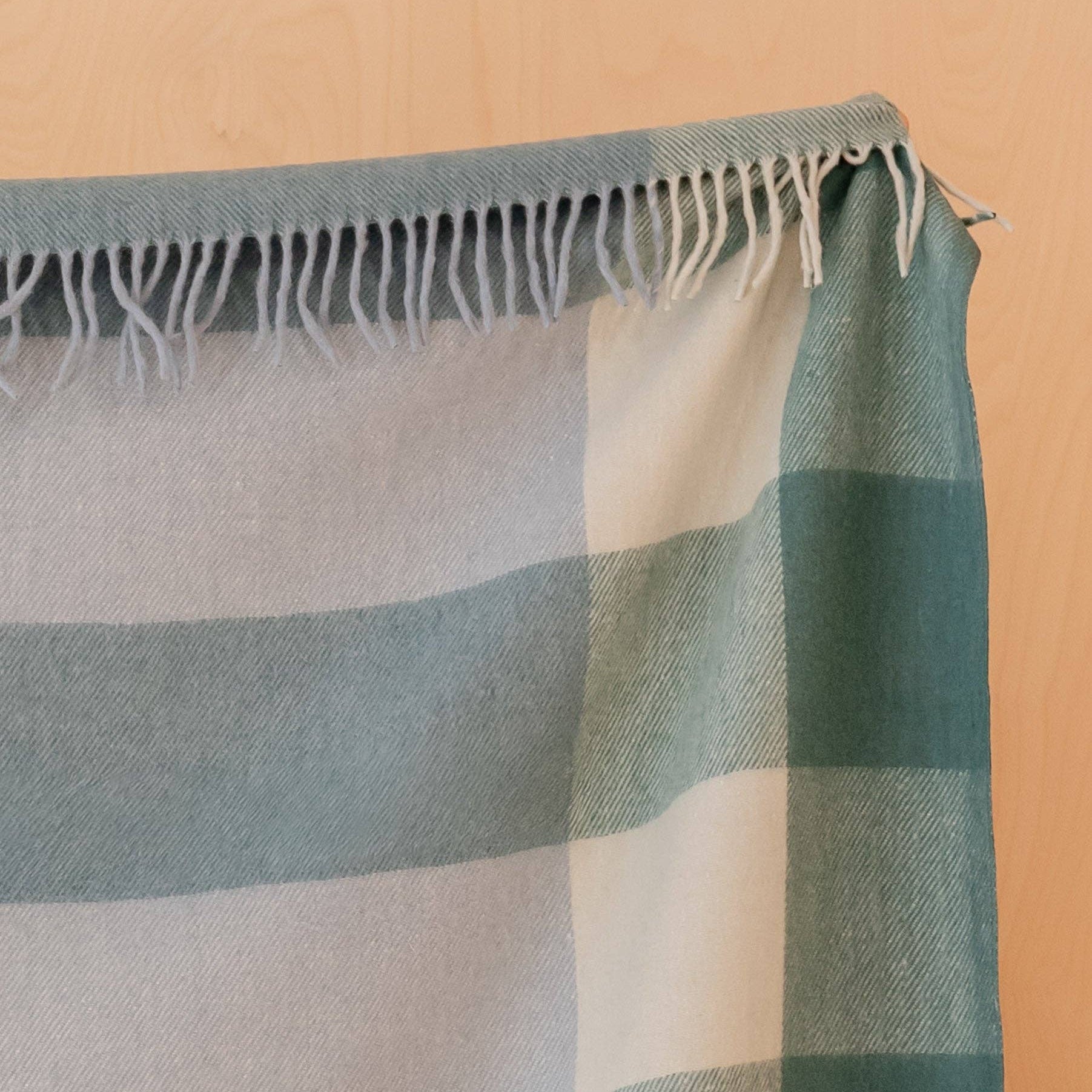 Recycled Wool Blanket in Blue Bold Check