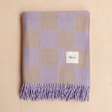 Recycled Wool Blanket in Lilac & Coffee Checkerboard