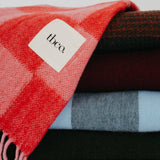 Recycled Wool Blanket in Pink & Red Checkerboard