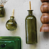 Olive Glass Oil Cruet