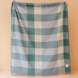 Recycled Wool Blanket in Blue Bold Check