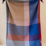 Recycled Wool Blanket in Navy Waffle Block Check