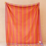 Recycled Wool Blanket in Orange Frame Stripe