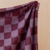 Recycled Wool Blanket in Burgundy & Lilac Checkerboard