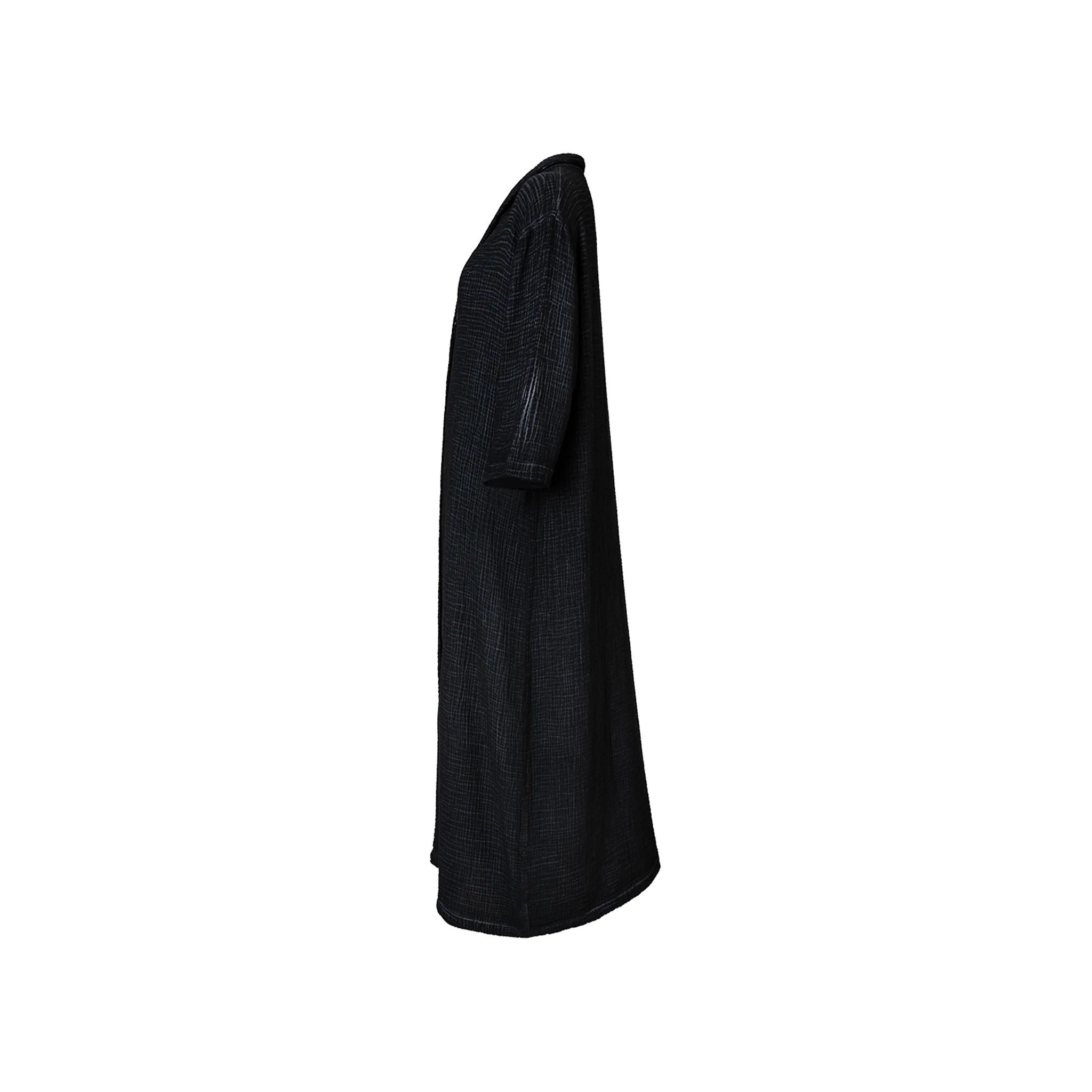 Black Crinkle Shirt Dress