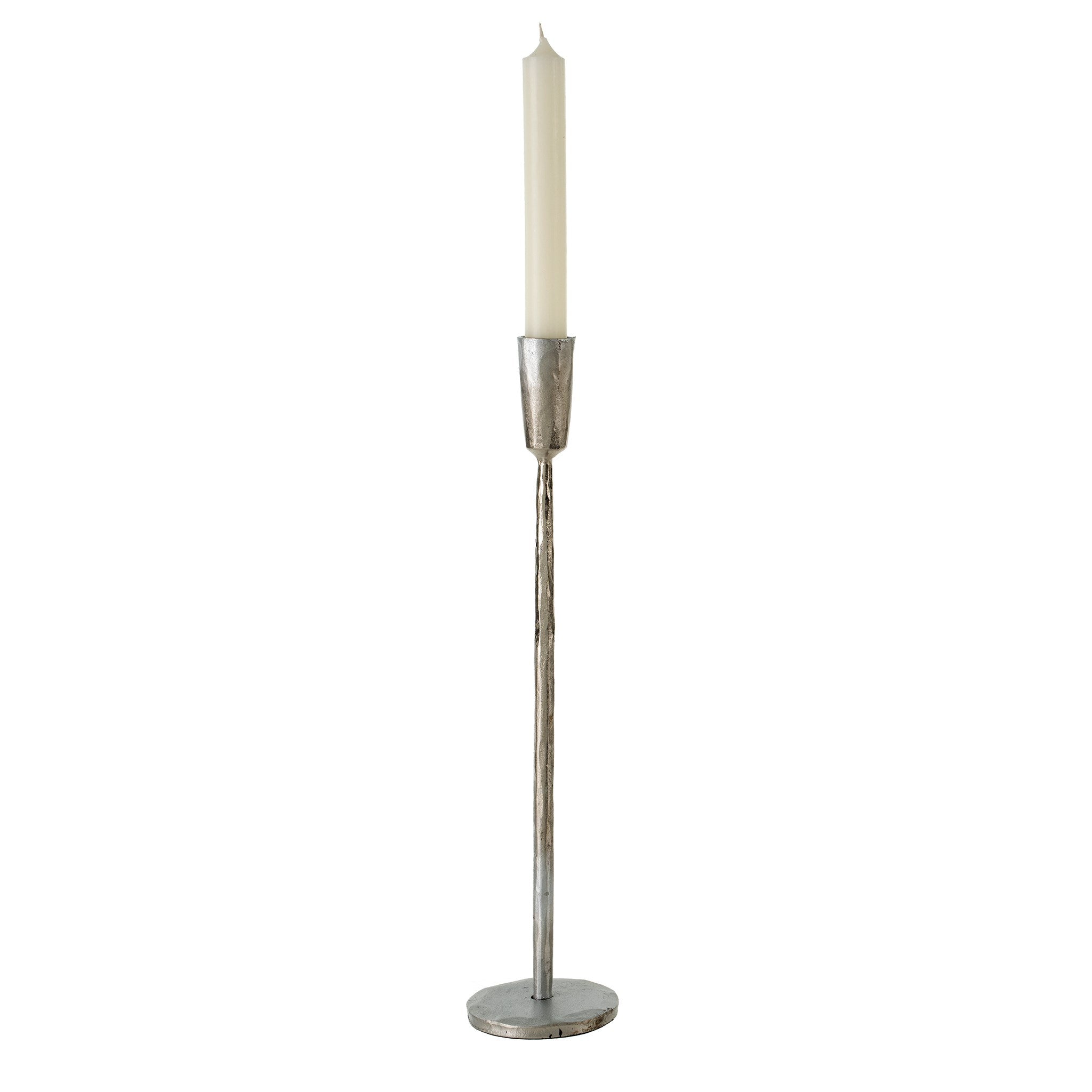 Silver Luna Forged Candlestick