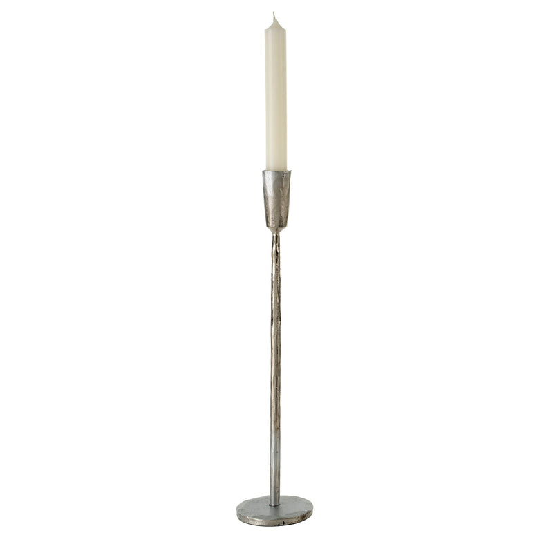 Silver Luna Forged Candlestick