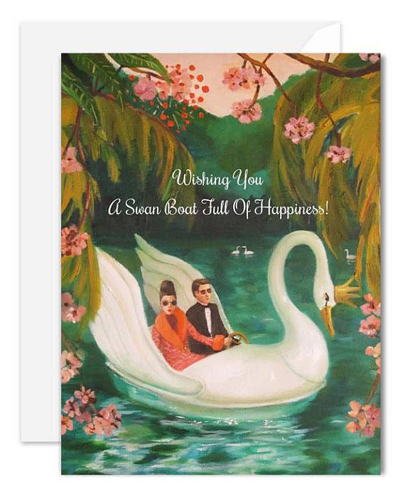 A Swan Boat Full Of Happiness Card