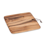 Square acacia wood board with leather strap