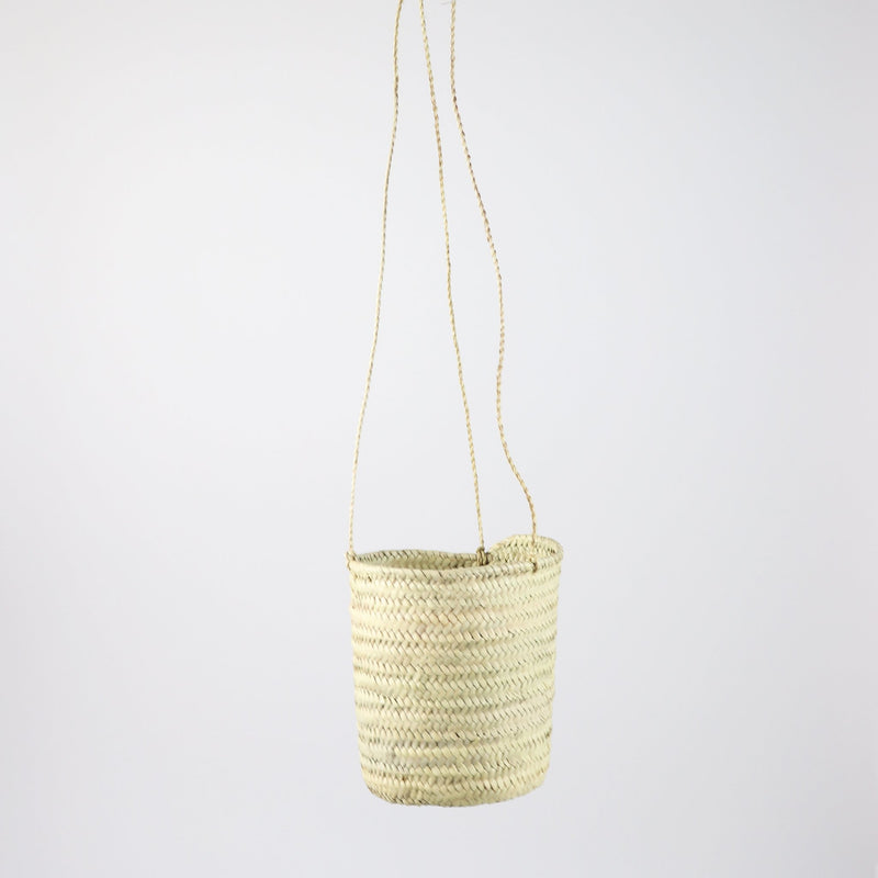 hanging handwoven straw planter