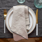 natural beige linen napkin with black edge