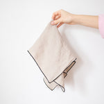 natural linen napkin with black edge