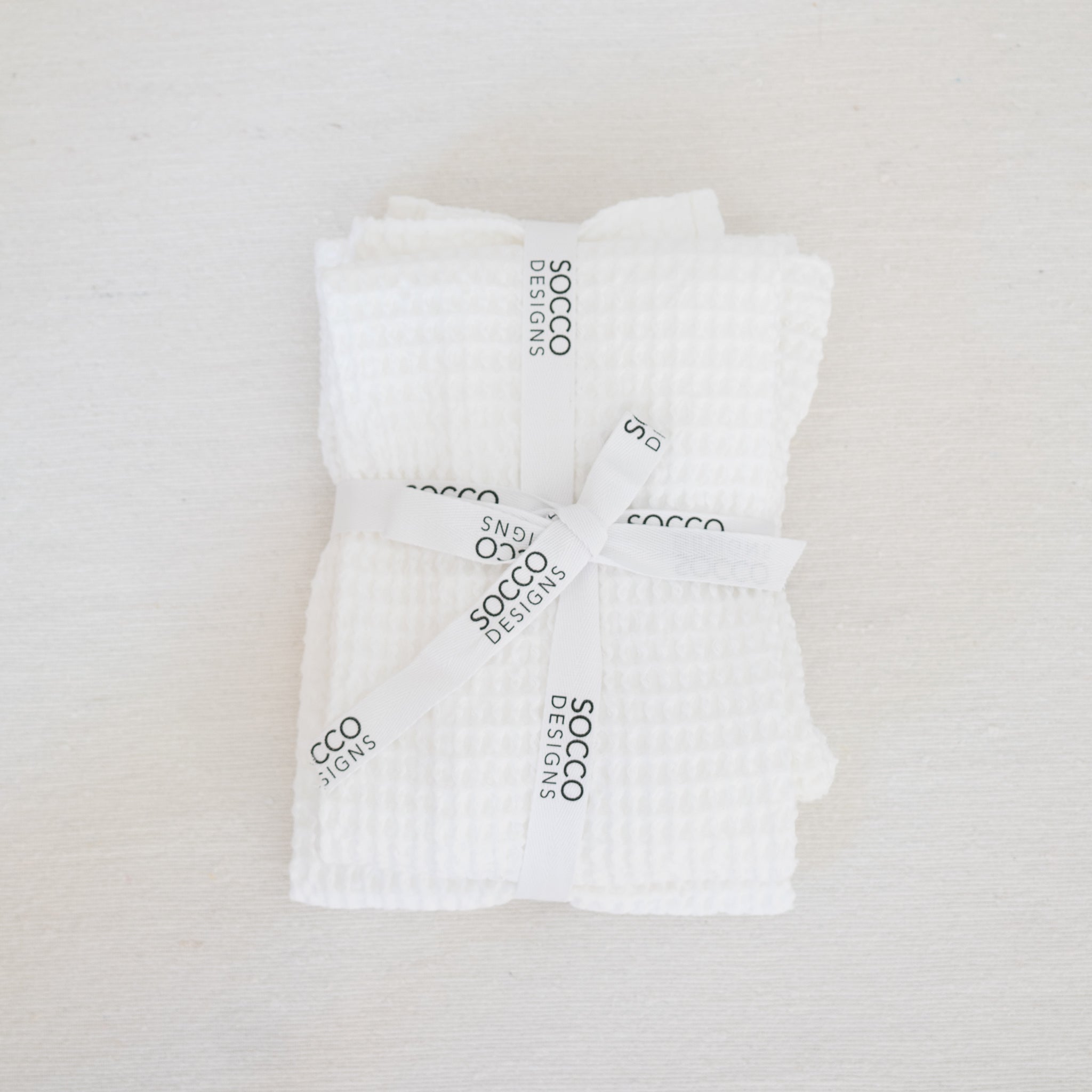 white 100% cotton waffle hand towel