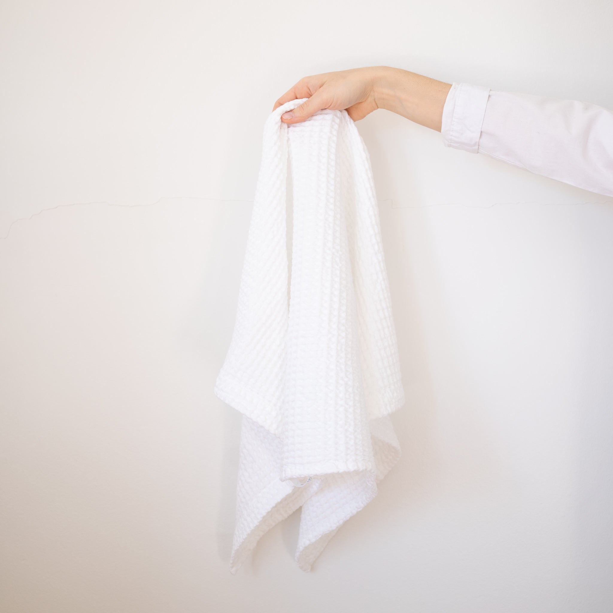 white 100% cotton waffle hand towel