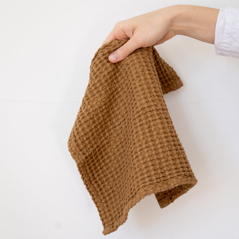 camel 100% cotton waffle face towel