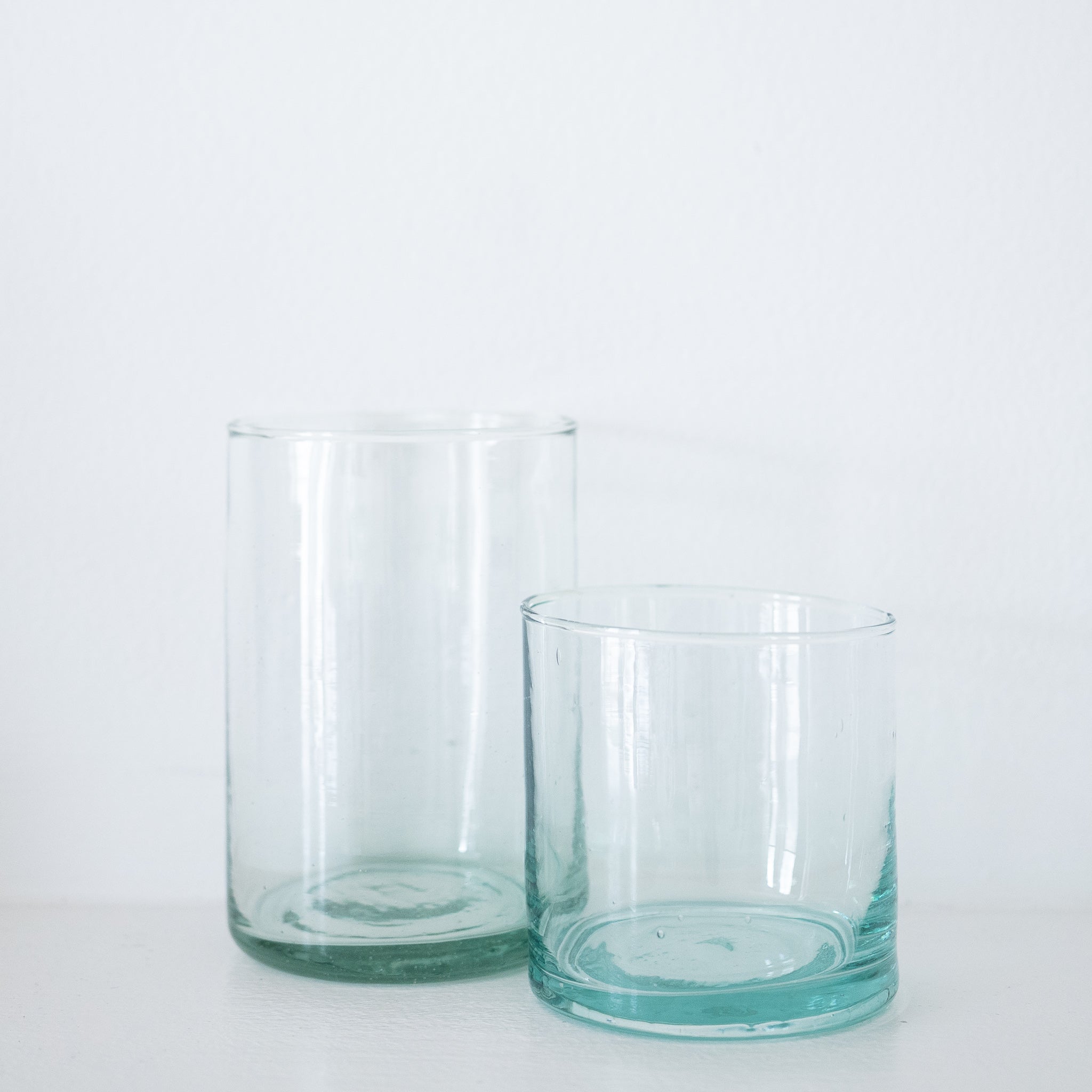 small and medium straight clear glass recycled tumbler